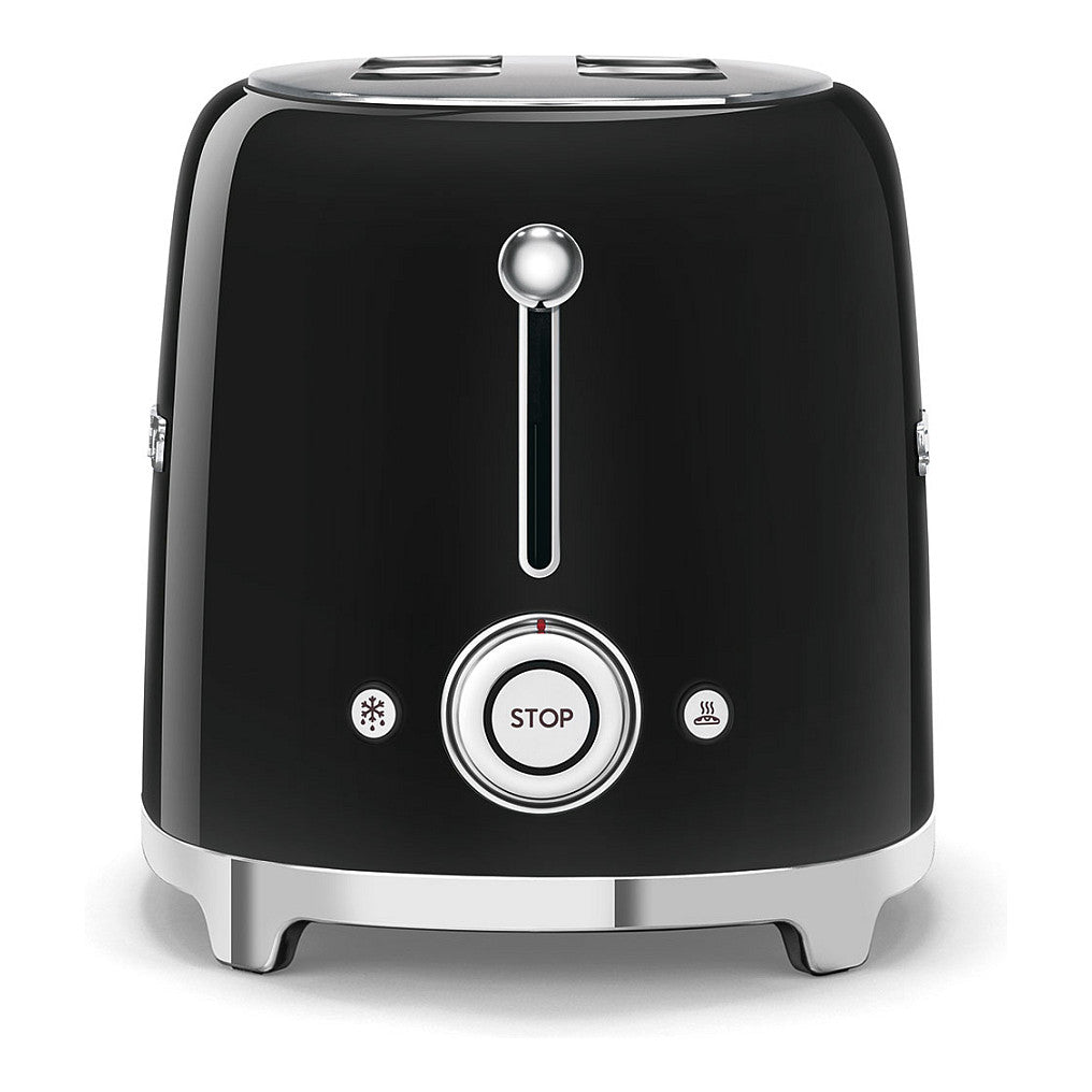 SMEG Toaster 2-Schlitz kompakt 50s Style TSF01BLEU, Schwarz, Hochglanz
