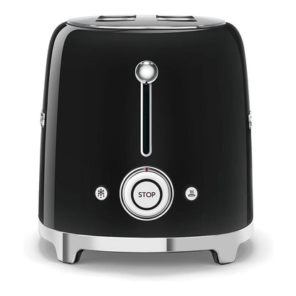 SMEG Toaster 2-Schlitz kompakt 50s Style TSF01BLEU, Schwarz, Hochglanz