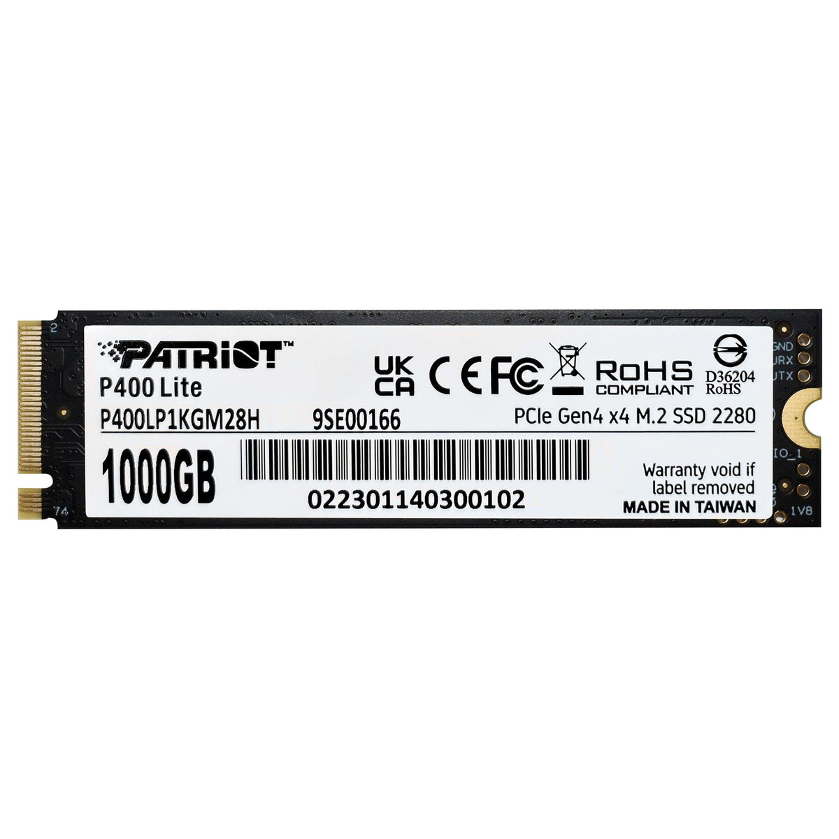 M.2 Patriot P400 Lite 1 TB (schwarz/wei, PCIe 4.0 x4, NVMe 1.4, M.2 2280)