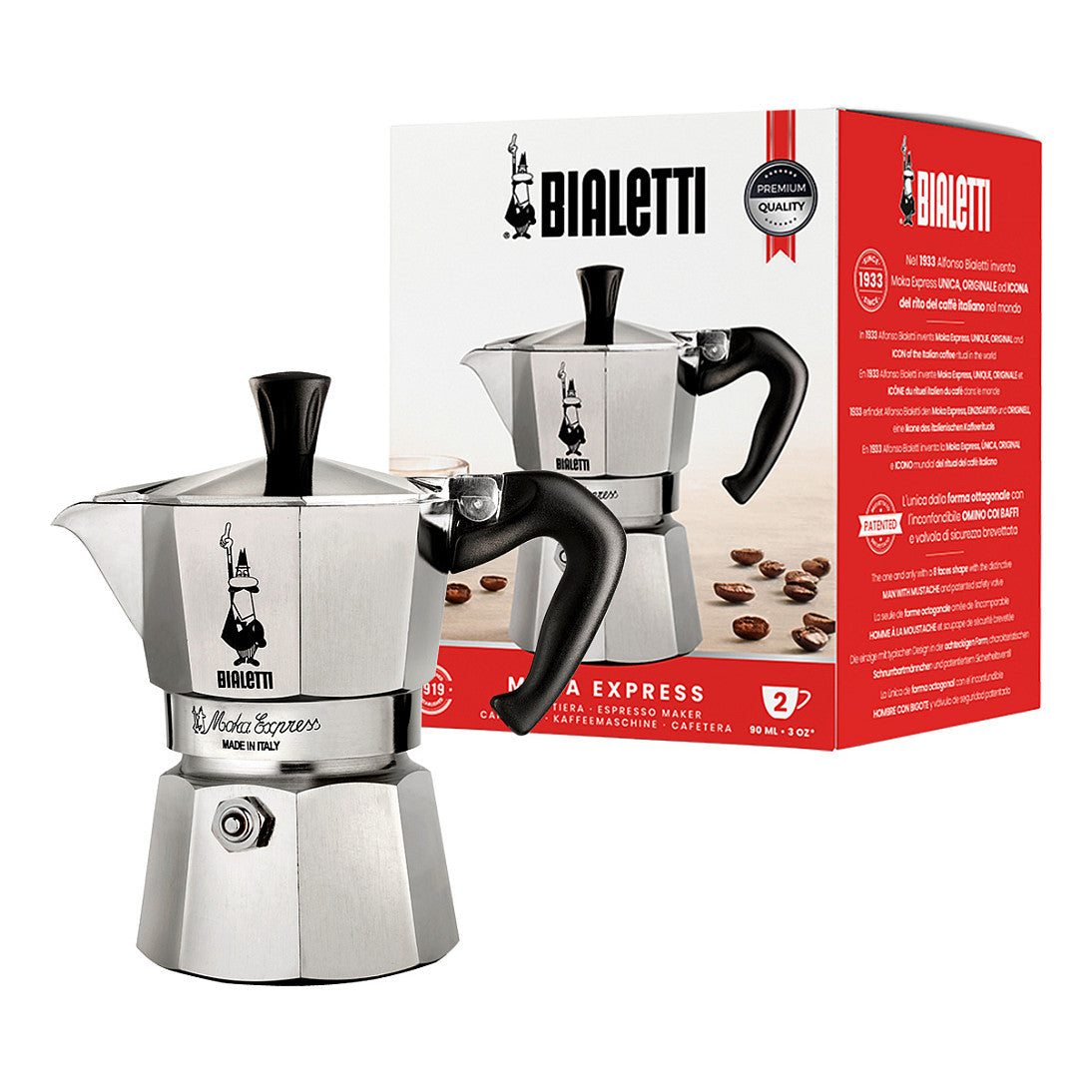 Bialetti Moka Express - silber - Aluminium - für 2 Tassen