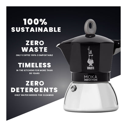 Bialetti Mokka-Kanne 0,9 l Moka Induktion *schwarz*
