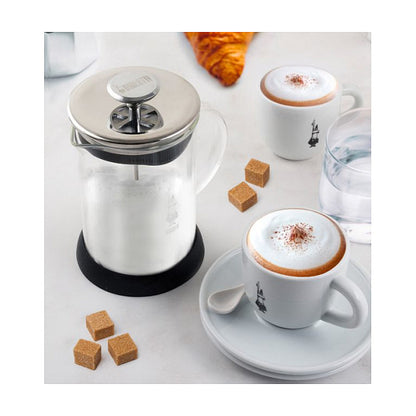 Bialetti Cappuccinatore Milchaufschäumer - für die Mikrowelle - silber/schwarz - Borosilikat-Glas - 500ml