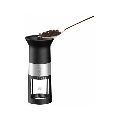 Bialetti Premium-Kaffeemühle (manuell) mit Edelstahlmahlwerk - schwarz