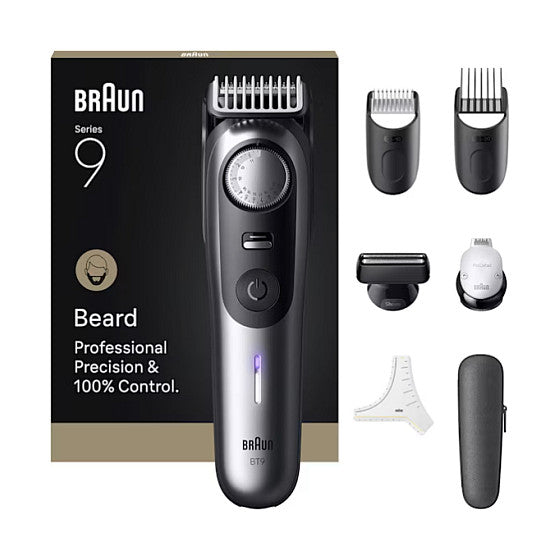 Braun Series 9 Beard Trimmer BT9520 244848 Akku/Netz satin chrome 7 Aufsätze Rei