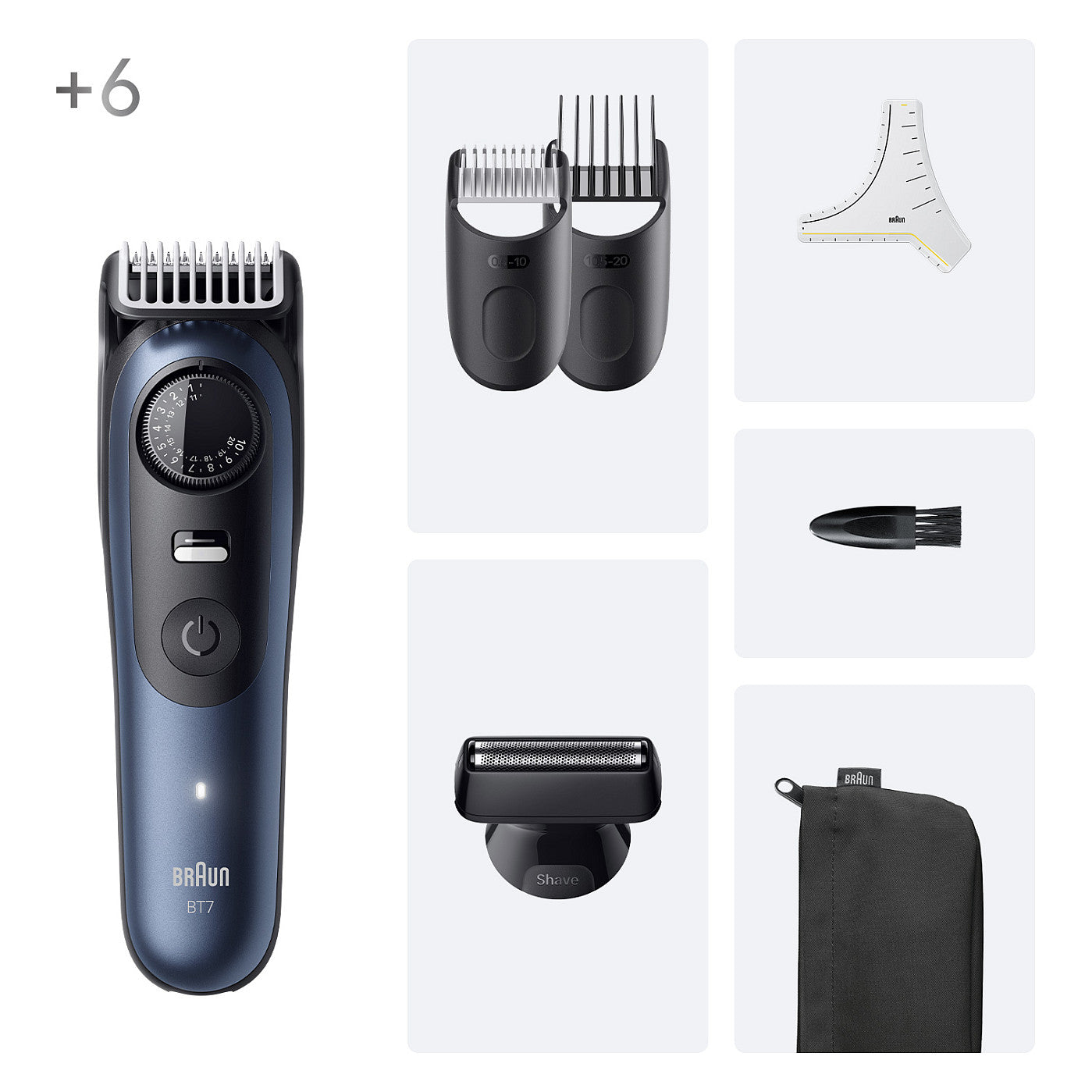 Braun Series 7 Beard Trimmer BT7520 244909 Akku/Netz deep blue metallic 6 Aufsät