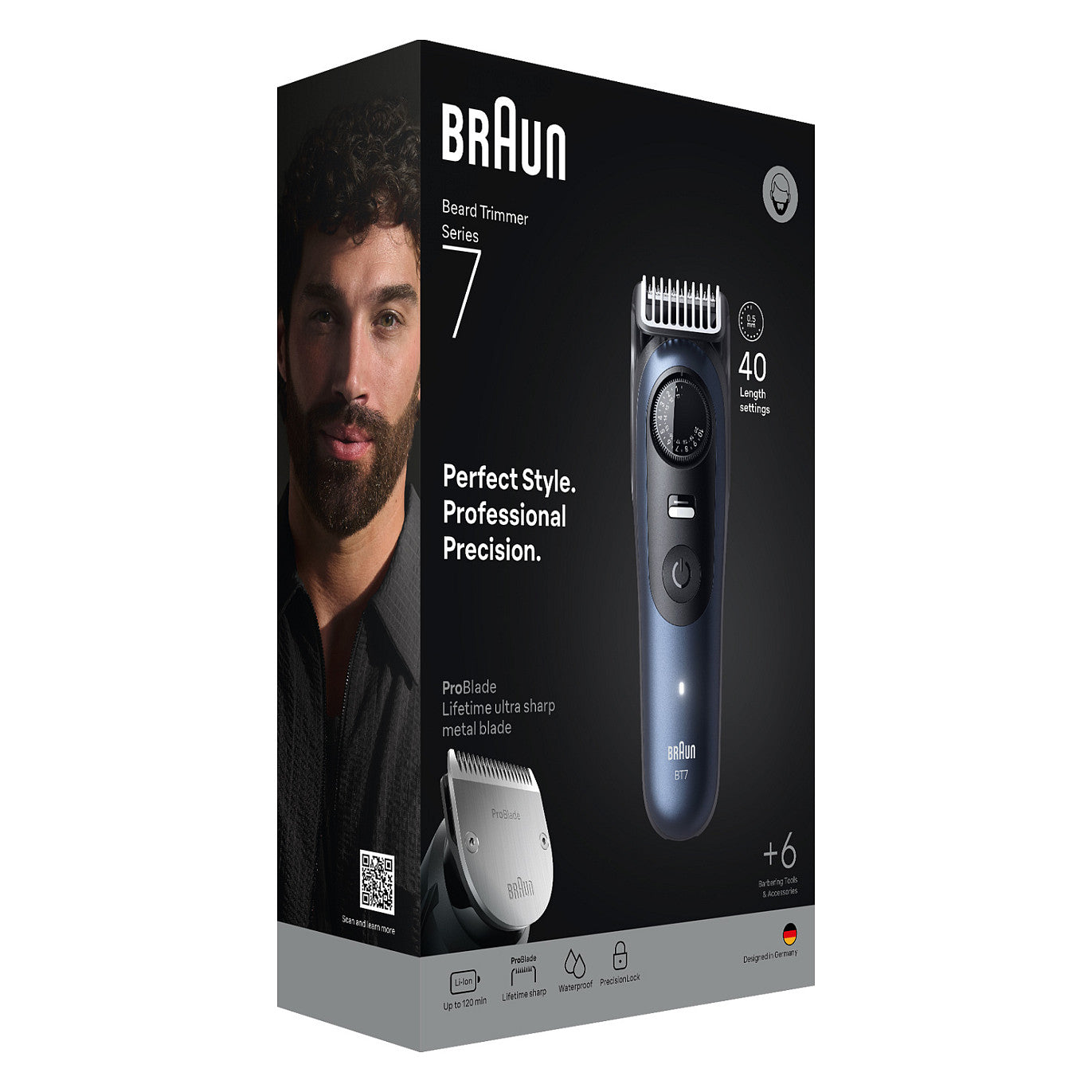 Braun Series 7 Beard Trimmer BT7520 244909 Akku/Netz deep blue metallic 6 Aufsät