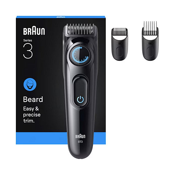 Braun Series 3 Beard Trimmer BT3520 244978 Akku/Netz black/blue 3 Aufsätze