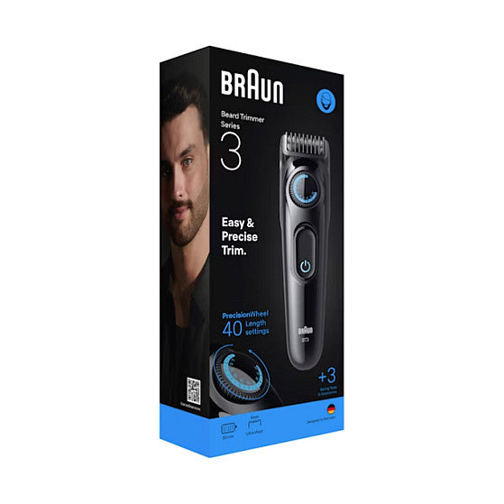 Braun Series 3 Beard Trimmer BT3520 244978 Akku/Netz black/blue 3 Aufsätze
