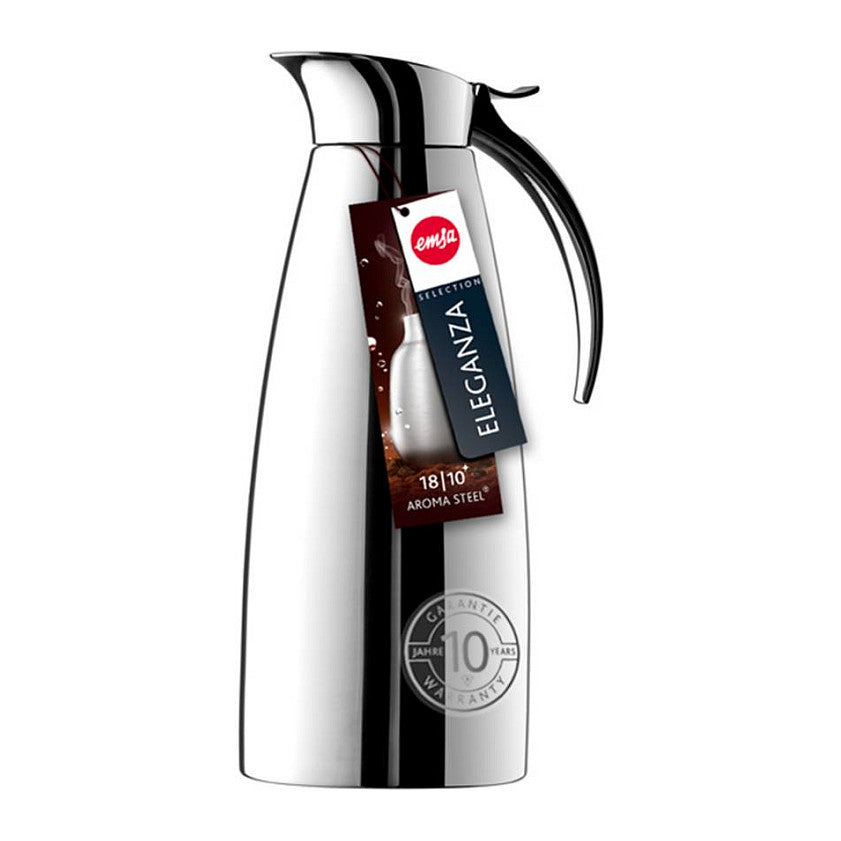 Emsa 502488 Isolierkanne, Edelstahl, 0.6 Liter, Easy Open Verschluss, Eleganza