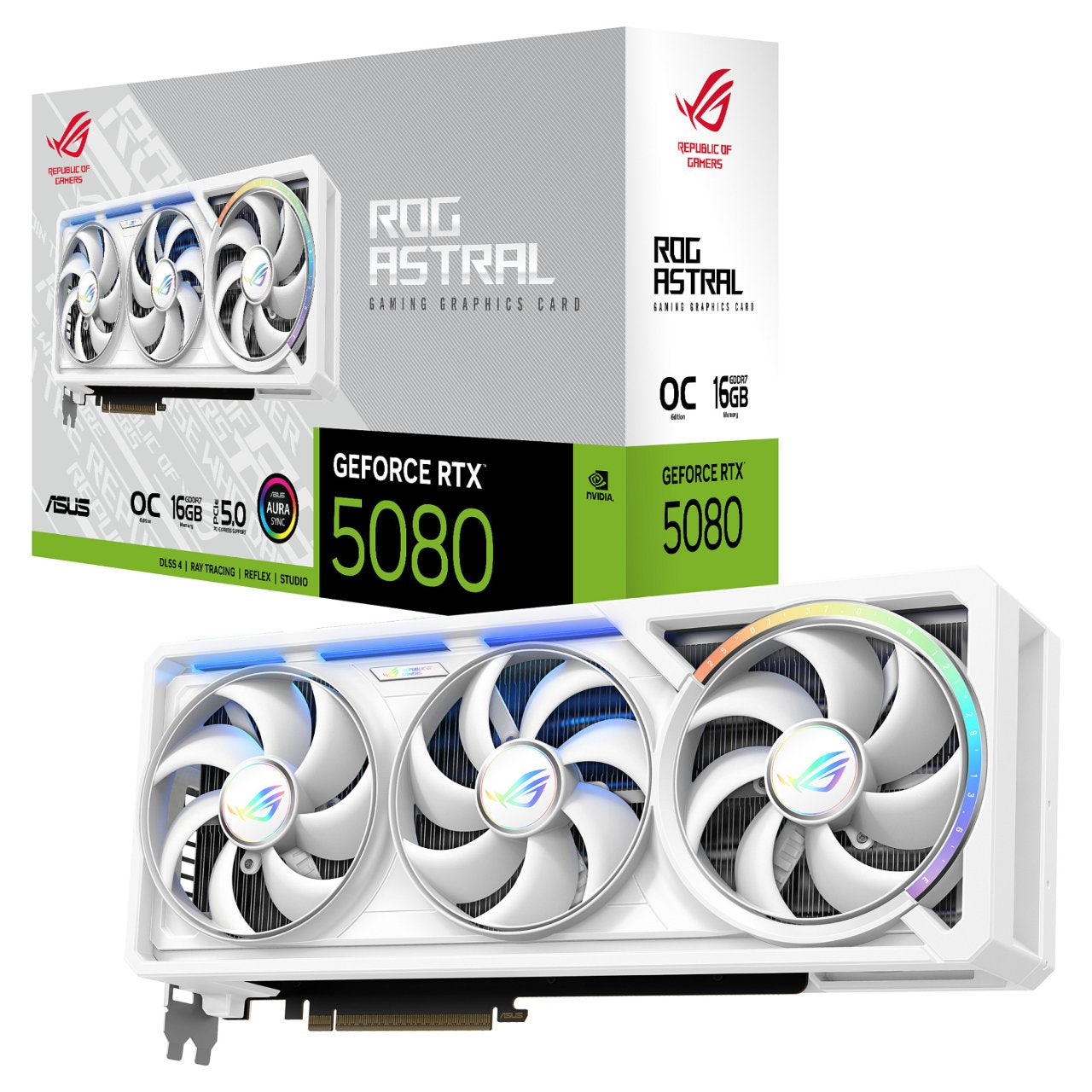 RTX 5080 16G ASUS ROG ASTRAL OC 3 Fan white