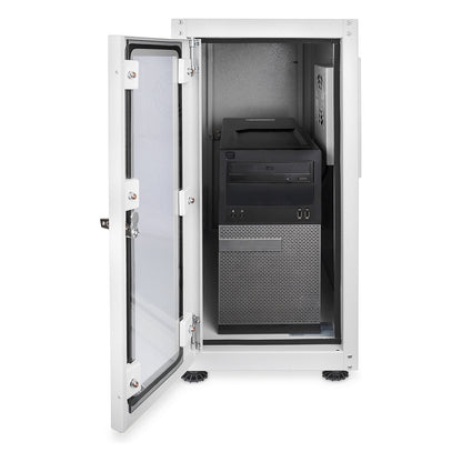 PC Schrank für Computergehäuse Glastür Digitus. inkl. Lüfter und Castorgruppe. Farbe Grau RAL 7035