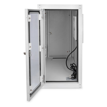 PC Schrank für Computergehäuse Glastür Digitus. inkl. Lüfter und Castorgruppe. Farbe Grau RAL 7035