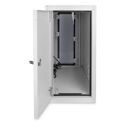 PC Schrank für Computergehäuse Glastür Digitus. inkl. Lüfter und Castorgruppe. Farbe Grau RAL 7035