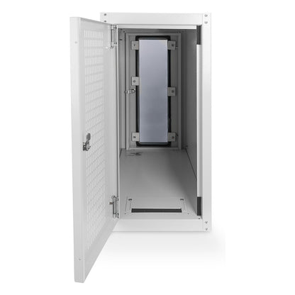 PC Schrank für Computergehäuse Glastür Digitus. inkl. Castorgruppe. Farbe Grau RAL 7035
