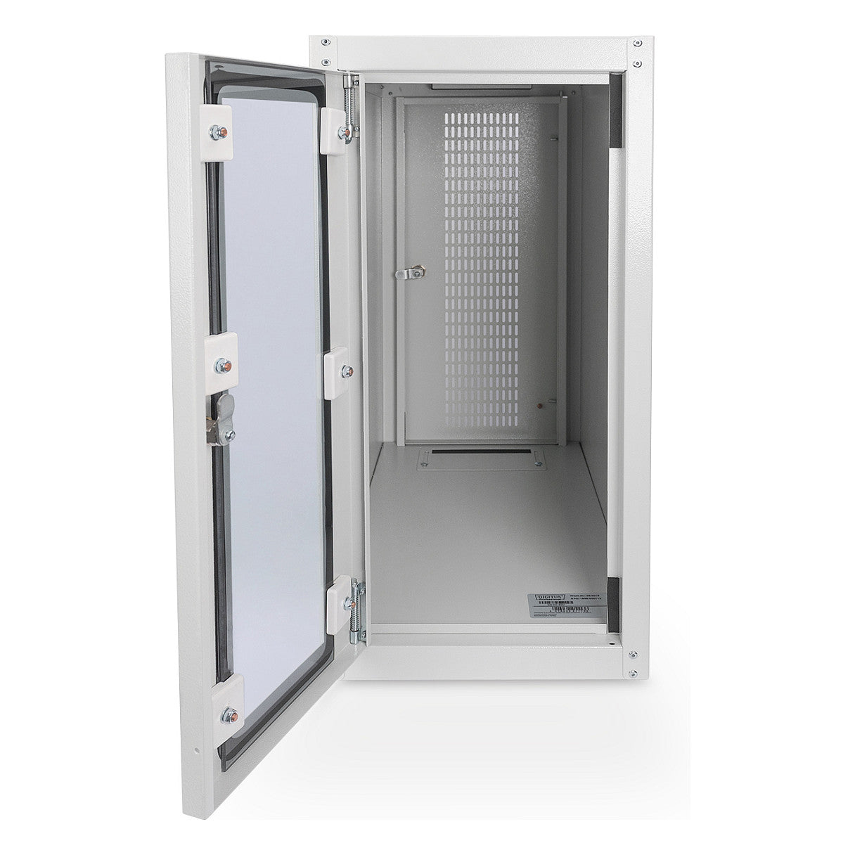 PC Schrank für Computergehäuse Glastür Digitus. inkl. Castorgruppe. Farbe Grau RAL 7035