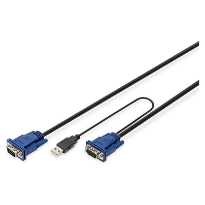 KVM Kabel-Satz.VGA.PS/2-Mouse.PS/2-Keyboard. USB HD DB15/M.2xMiniDIN6/M. USB typeA/M - HD DB15/M schwarz. 1.8 m DIGITUS