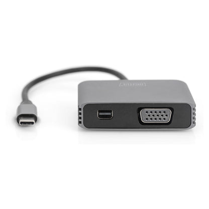 Adapter DIGITUS mini DP + VGA Adapter 20cm 4K/30Hz Silber Aluminium Gehäuse