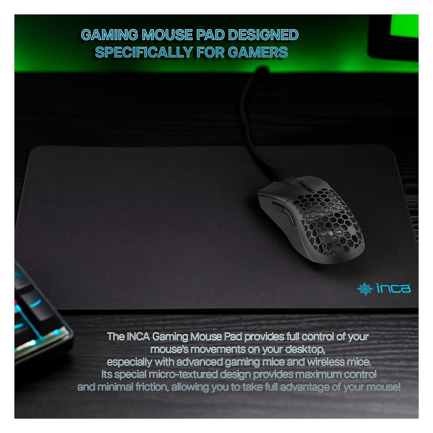 INCA Gaming Mauspad IMP-020, 270x350x3mm, schwarz