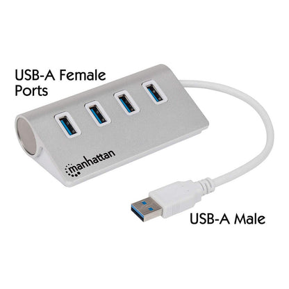 MANHATTAN Hub 4-Port 4xUSB3.0 Alu Strom: USB