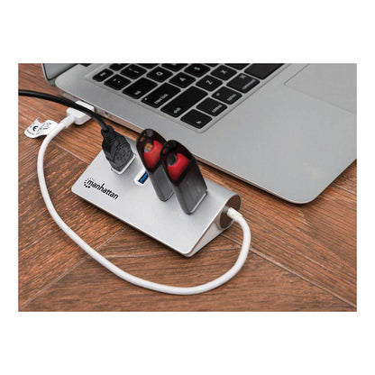 MANHATTAN Hub 4-Port 4xUSB3.0 Alu Strom: USB