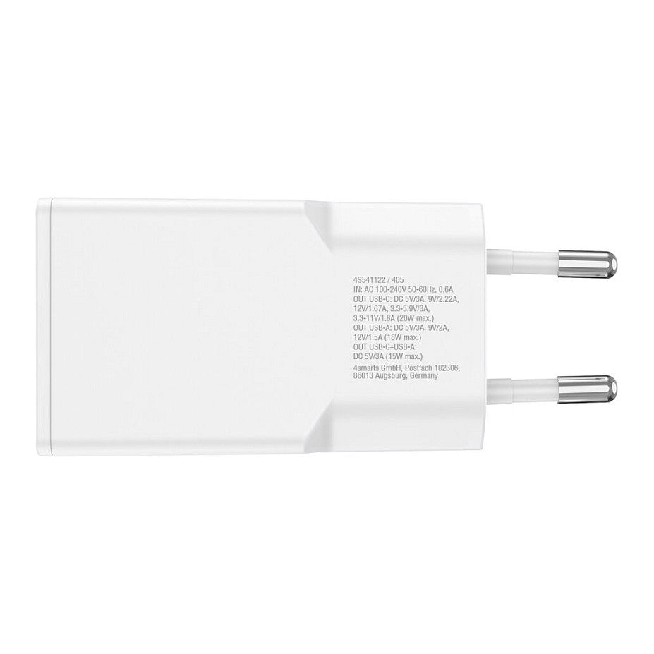 4smarts Ladegert PDPlug Duos Slim 20W GaN USB-C/A+USB-C Kabel