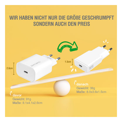 4smarts Ladegert PDPlug Duos Slim 20W GaN USB-C/A+USB-C Kabel