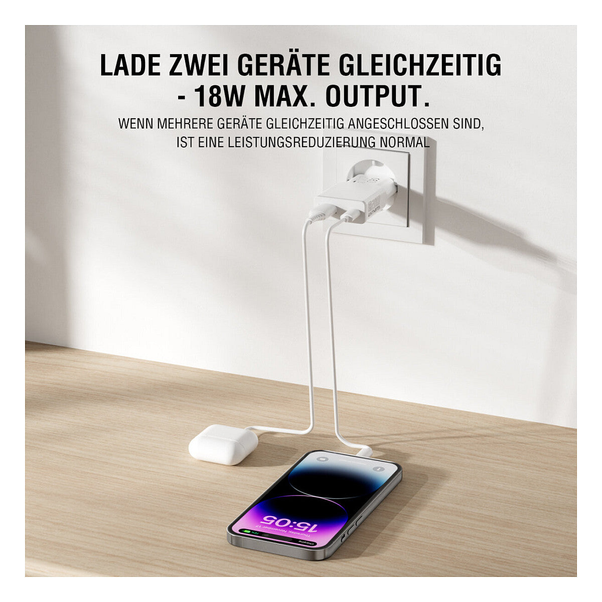 4smarts Ladegert PDPlug Duos Slim 20W GaN USB-C/A+USB-C Kabel
