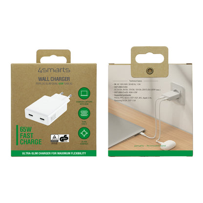 4smarts Netzladegert PDPlug Slim Dual 65W GaN 2C, wei