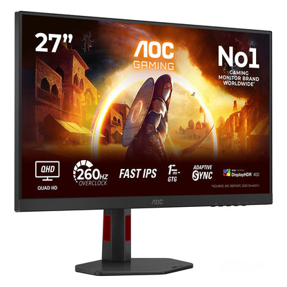 68,6 cm/27" (2560×1440) AOC 27G4ZR 16:9 QHD Fast IPS 1 ms 240 Hz HDMI 2.0 DisplayPort VESA Black