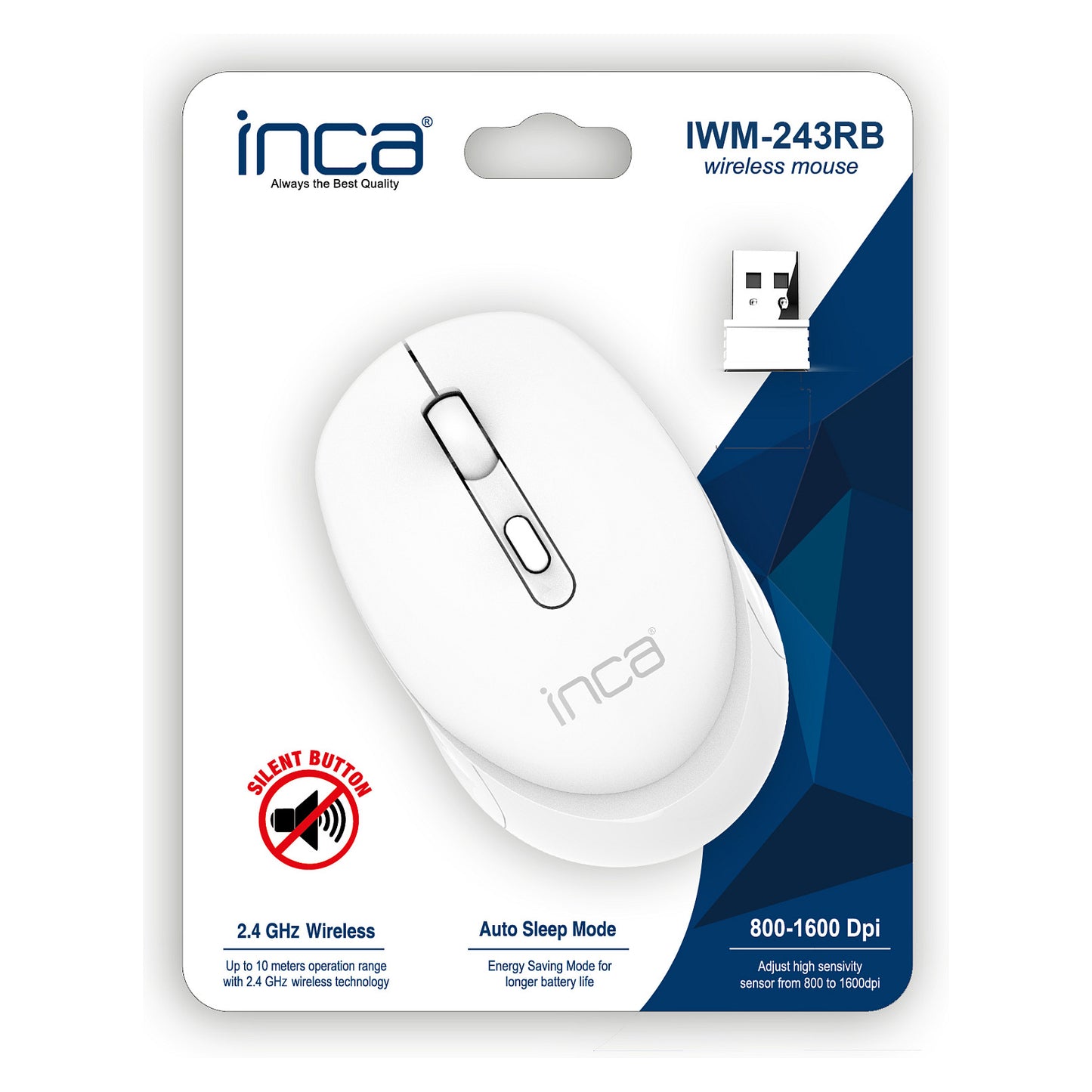 INCA Maus IWM-243RB 1600 DPI,CANDY DESIGN Weiß, 2,4GHz
