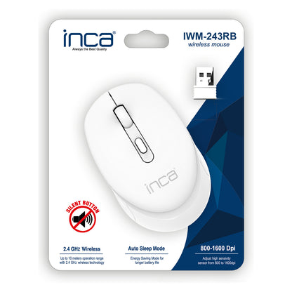 INCA Maus IWM-243RB 1600 DPI,CANDY DESIGN Weiß, 2,4GHz