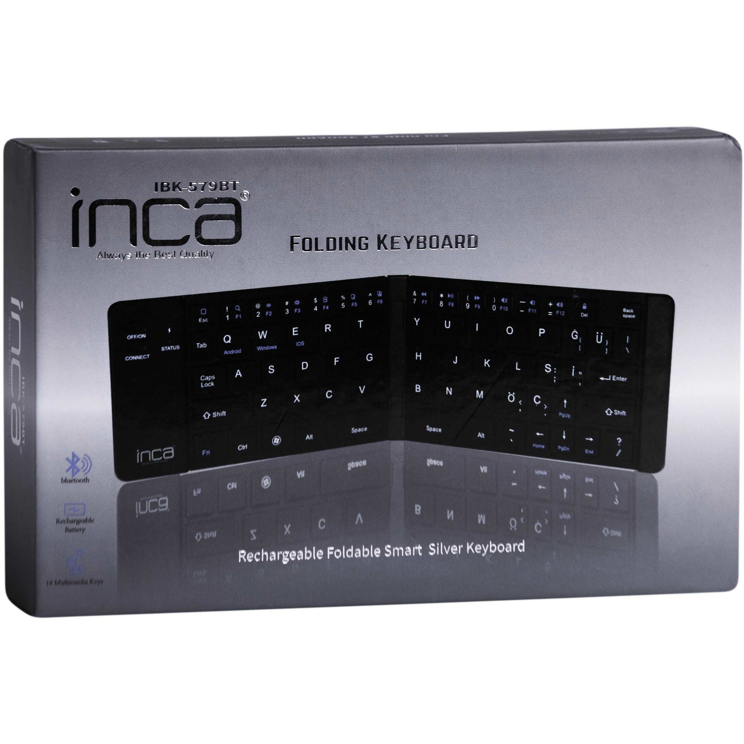 INCA Tastatur + Maus IBK-579BT BT 3.0 Mini-Größe, faltbar, 5-10m silver