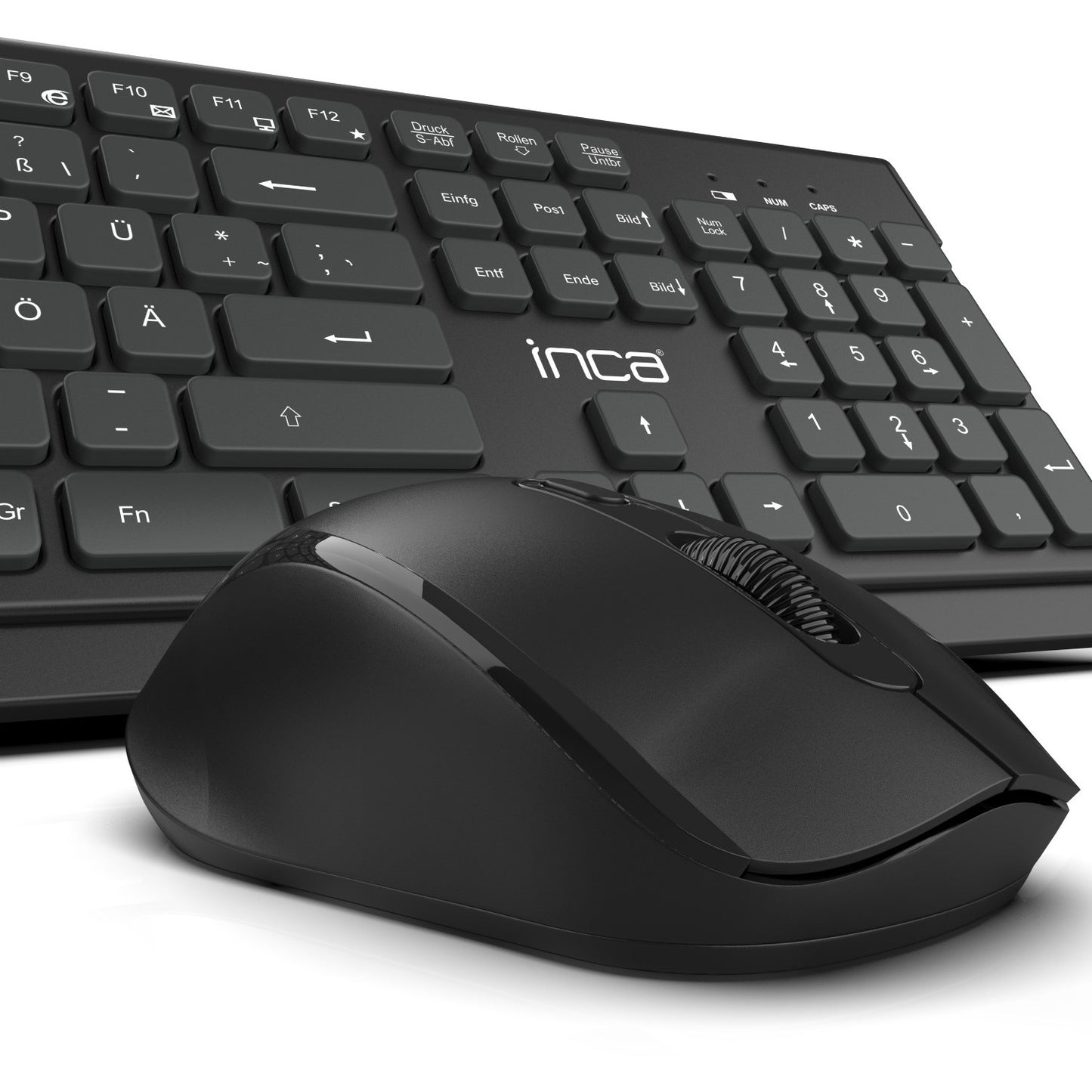INCA Tastatur + Maus IWS-519 erg.Design, USB-C/A, Multimedia black