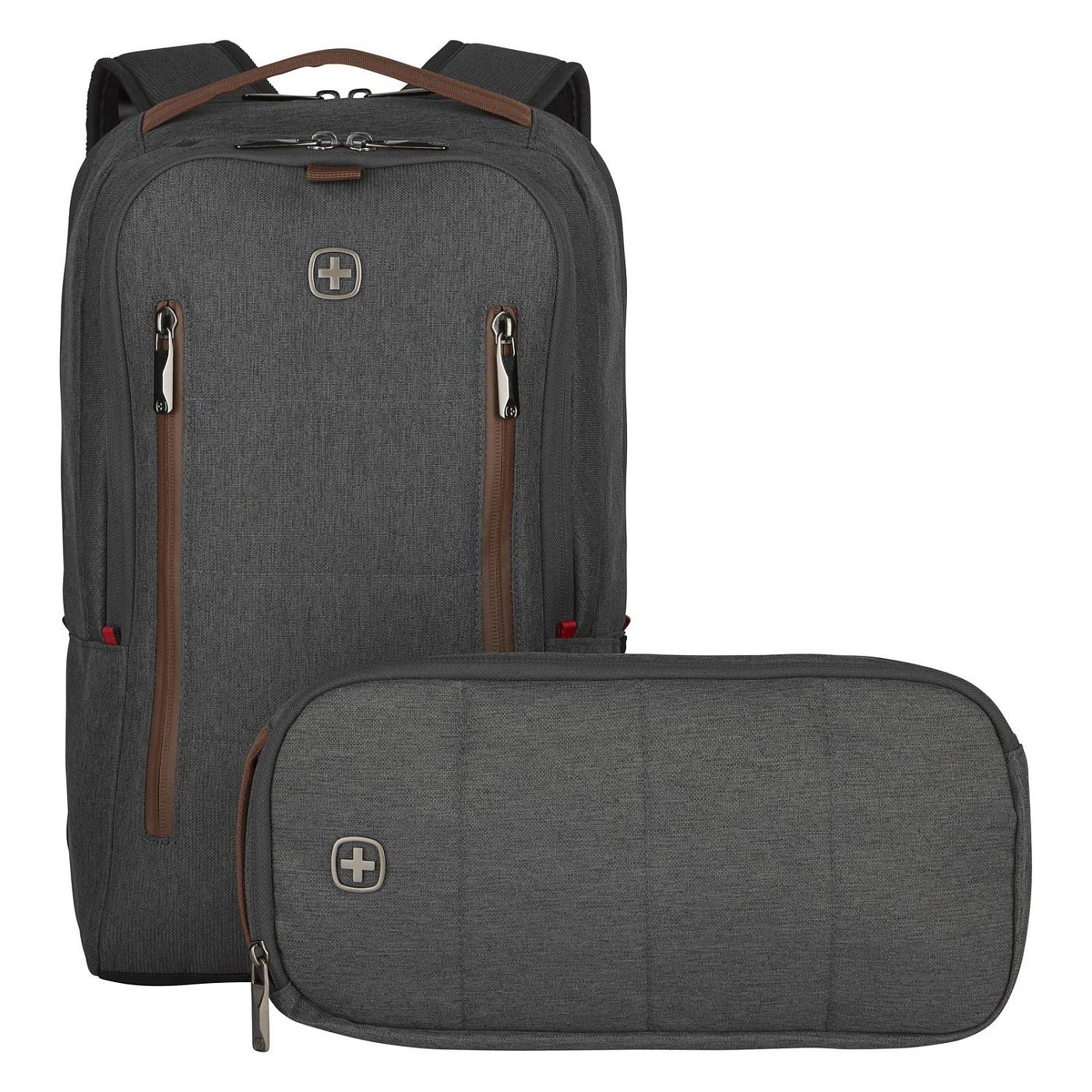 WENGER City Upgrade 40.64cm 16Zoll Laptop Backpack w/ Cross Body Day Bag Grey