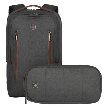 WENGER City Upgrade 40.64cm 16Zoll Laptop Backpack w/ Cross Body Day Bag Grey