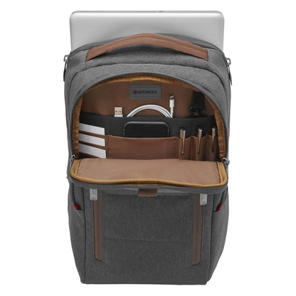 WENGER City Upgrade 40.64cm 16Zoll Laptop Backpack w/ Cross Body Day Bag Grey