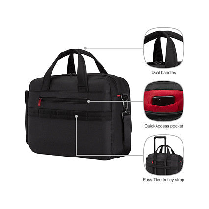 WENGER Cosmic Brief 35,56cm 14Zoll - 40,64cm 16Zoll Laptop Briefcase with Tablet Pocket Black