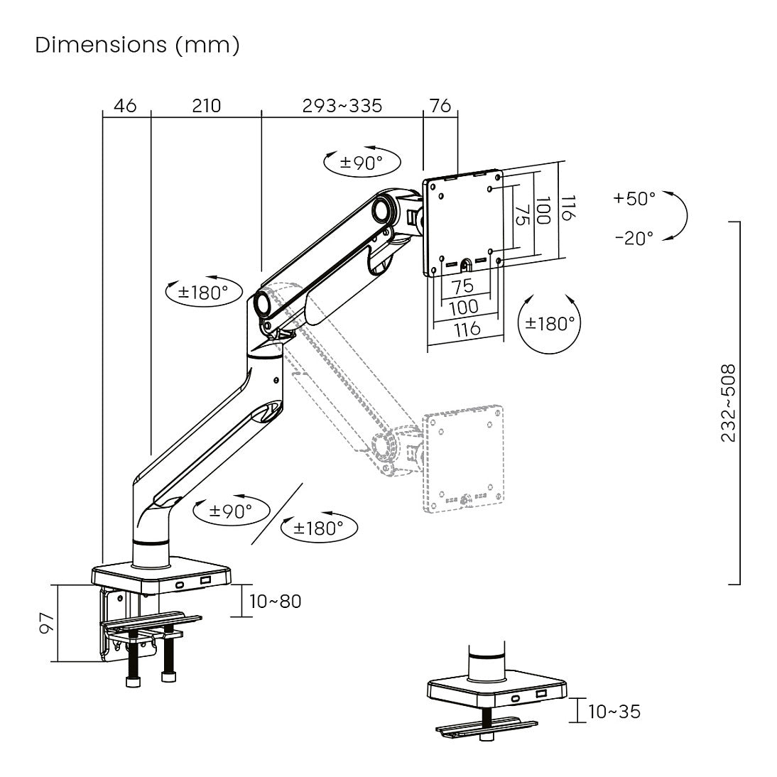 DIGITUS Single Monitorhalterung, 49", 20 kg