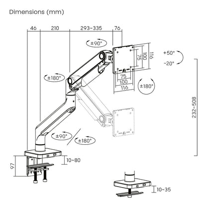 DIGITUS Single Monitorhalterung, 49", 20 kg