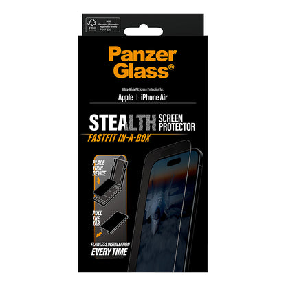 PanzerGlass Stealth Screen Protector w. Black Frame iPhone 17 Air | Ultra-Wide Fit w. Fastfit in-a-box
