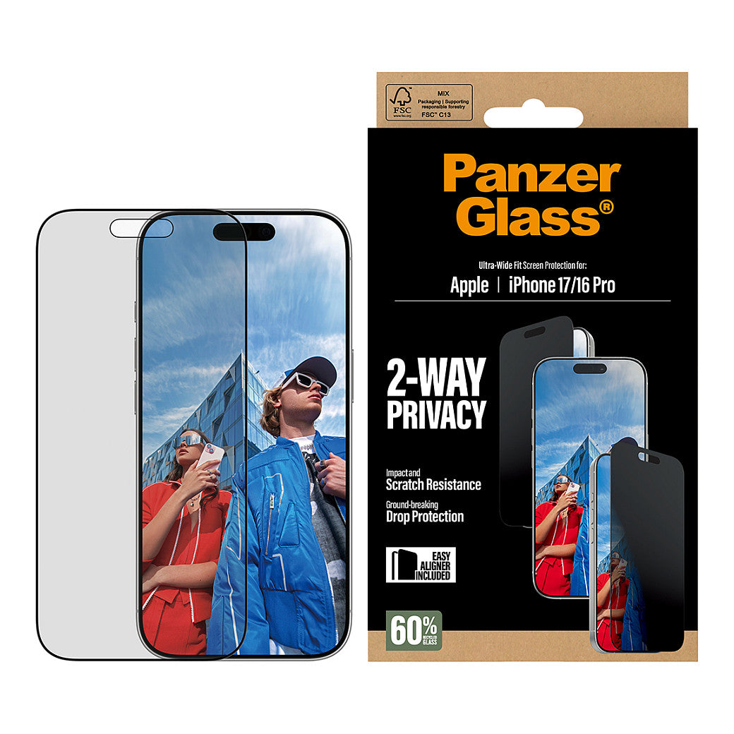 PanzerGlass 2-Way Privacy Schutzglas iPhone 17/16 Pro UWF
