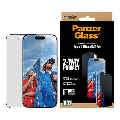 PanzerGlass 2-Way Privacy Schutzglas iPhone 17/16 Pro UWF