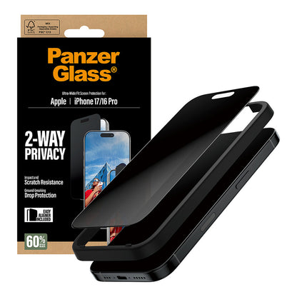 PanzerGlass 2-Way Privacy Schutzglas iPhone 17/16 Pro UWF
