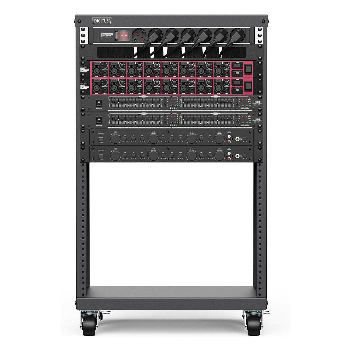 Universal 19-Zoll Equipment Rack mit Rollen, 16HE
