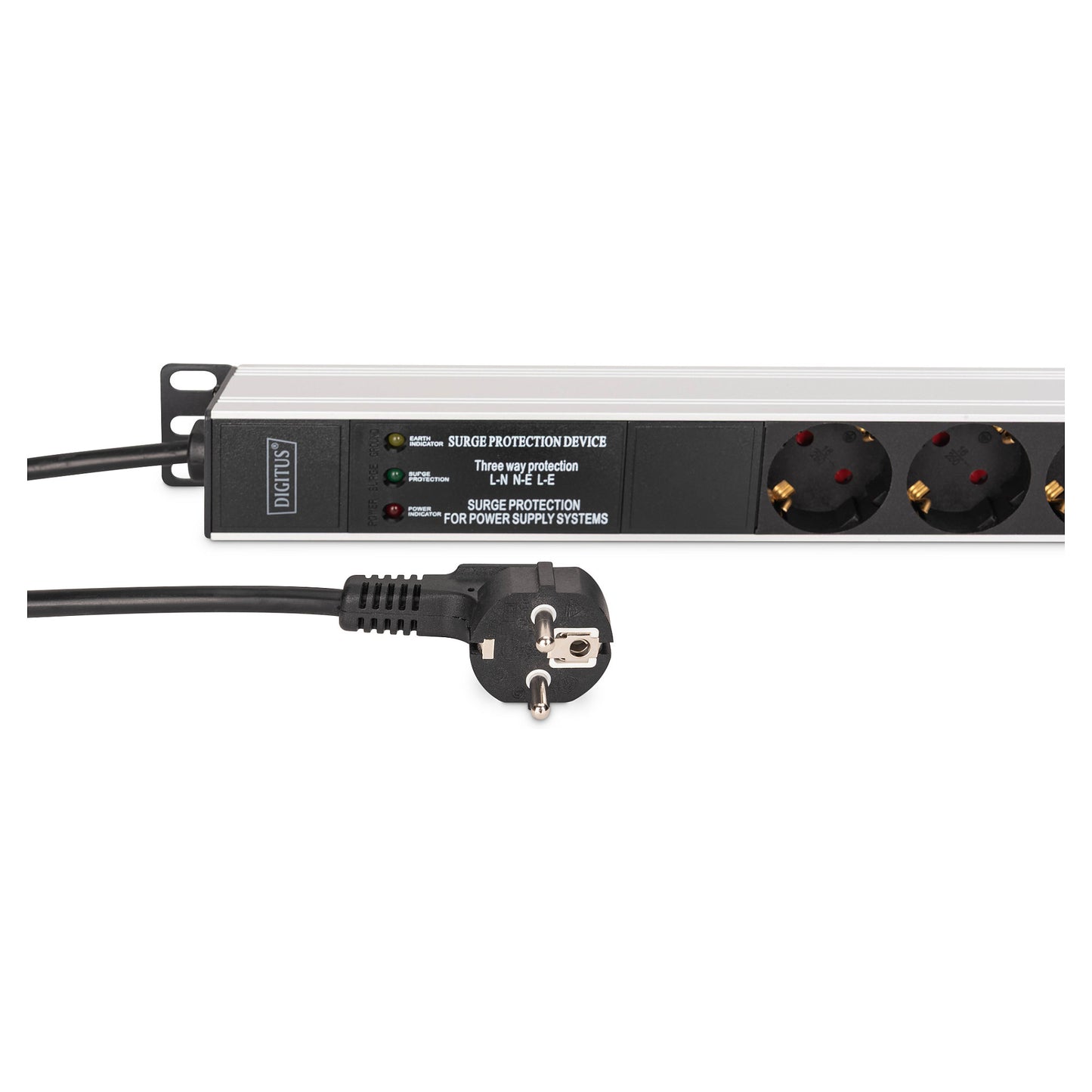 DIGITUS Steckdosenleiste 9-fach 19" Alu. 1HE 2m schwarz