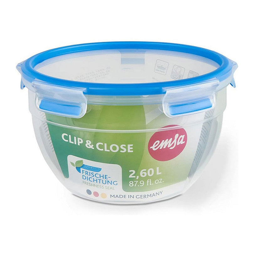 Emsa N1011400 Clip & Close Frischhaltedose rund Transparent/Blau