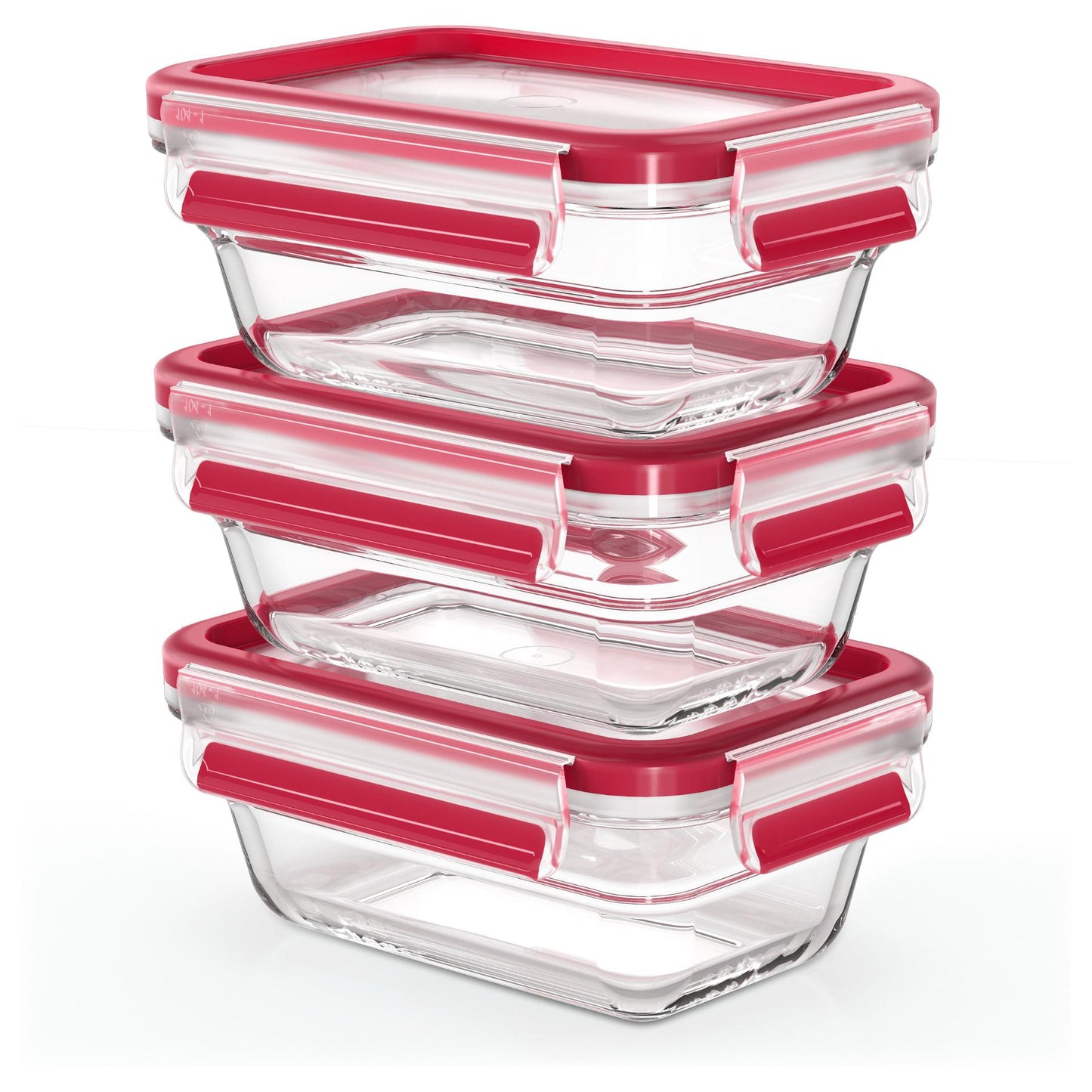 Emsa N10511 Clip & Close Glas Frischhaltedosen-Set 3-teilig Transparent/Rot