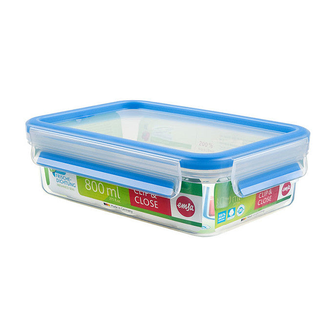 Emsa 508539 Rechteckige Frischhaltedose mit Deckel. Transparent/Blau