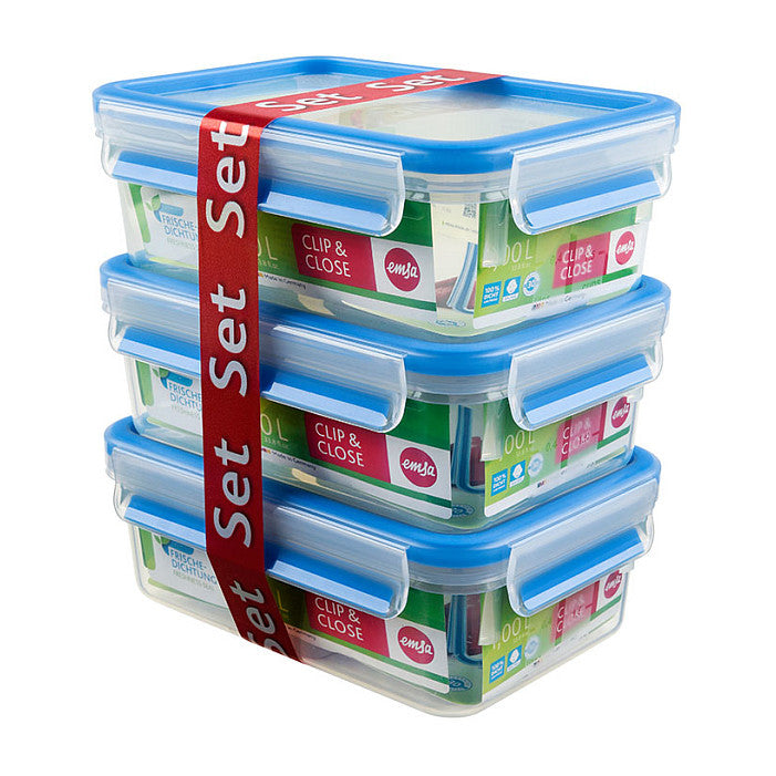 Emsa Frischhaltedose CLIP & CLOSE 3er Set. 1 l