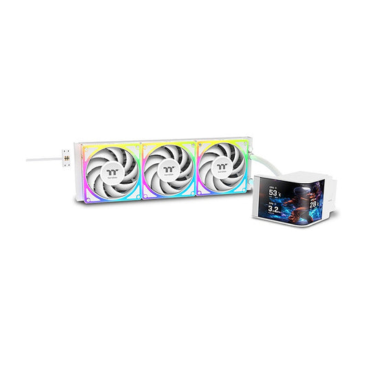 K Thermaltake MAGCurve 360 Ultra Snow All-In-One Liquid Cooler System ARGB Fan